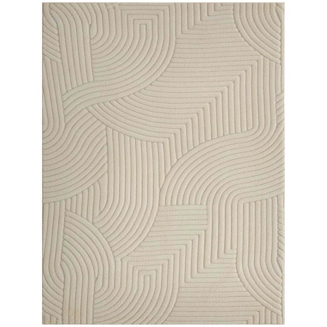HOMCOM Modern Geometric Rug, Thick Plush, Non-Slip, 160 x 120 cm, Cream, Living Room, Bedroom, Office