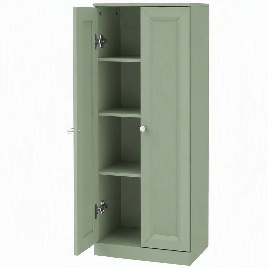 HOMCOM Narrow Bathroom Cabinet, Slim Storage Cabinet with 2 Doors & 4 Tiers, Freestanding Narrow Cupboard