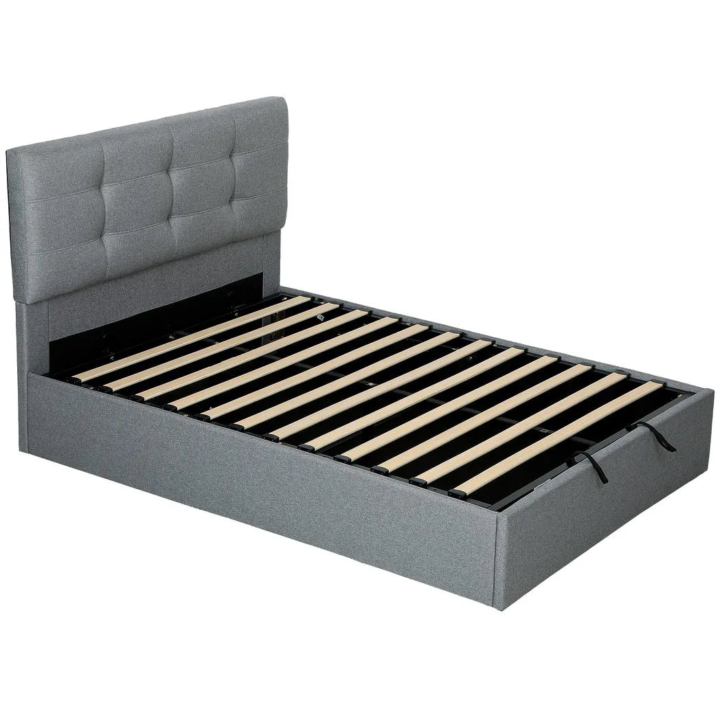 HOMCOM 4ft6 Double Ottoman Bed with Gas Lift Storage - Grey