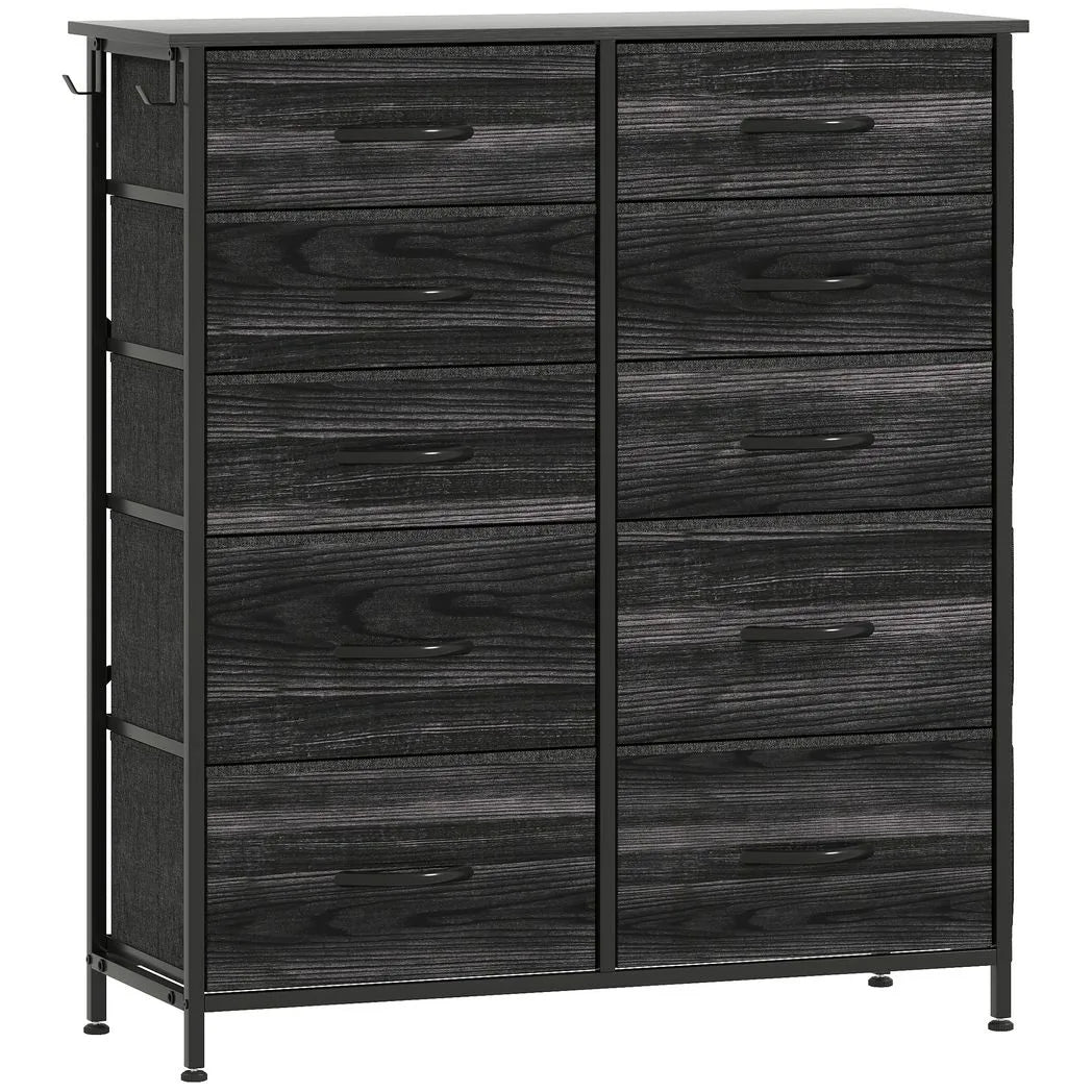 HOMCOM Chest of Ten Fabric Drawers - Black