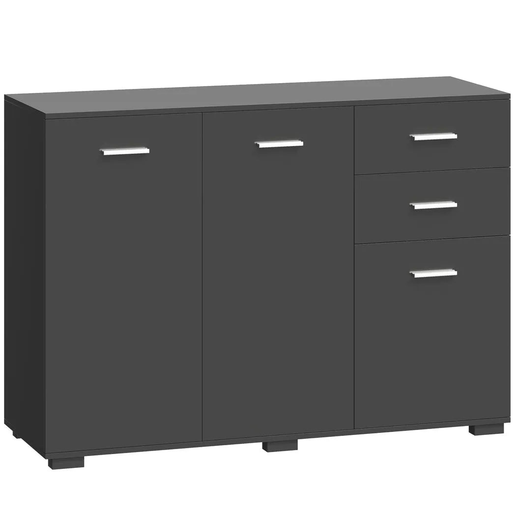 HOMCOM Sideboard, Modern Storage Cabinet with 2 Drawers, 3 Doors and Adjustable Shelves, Black