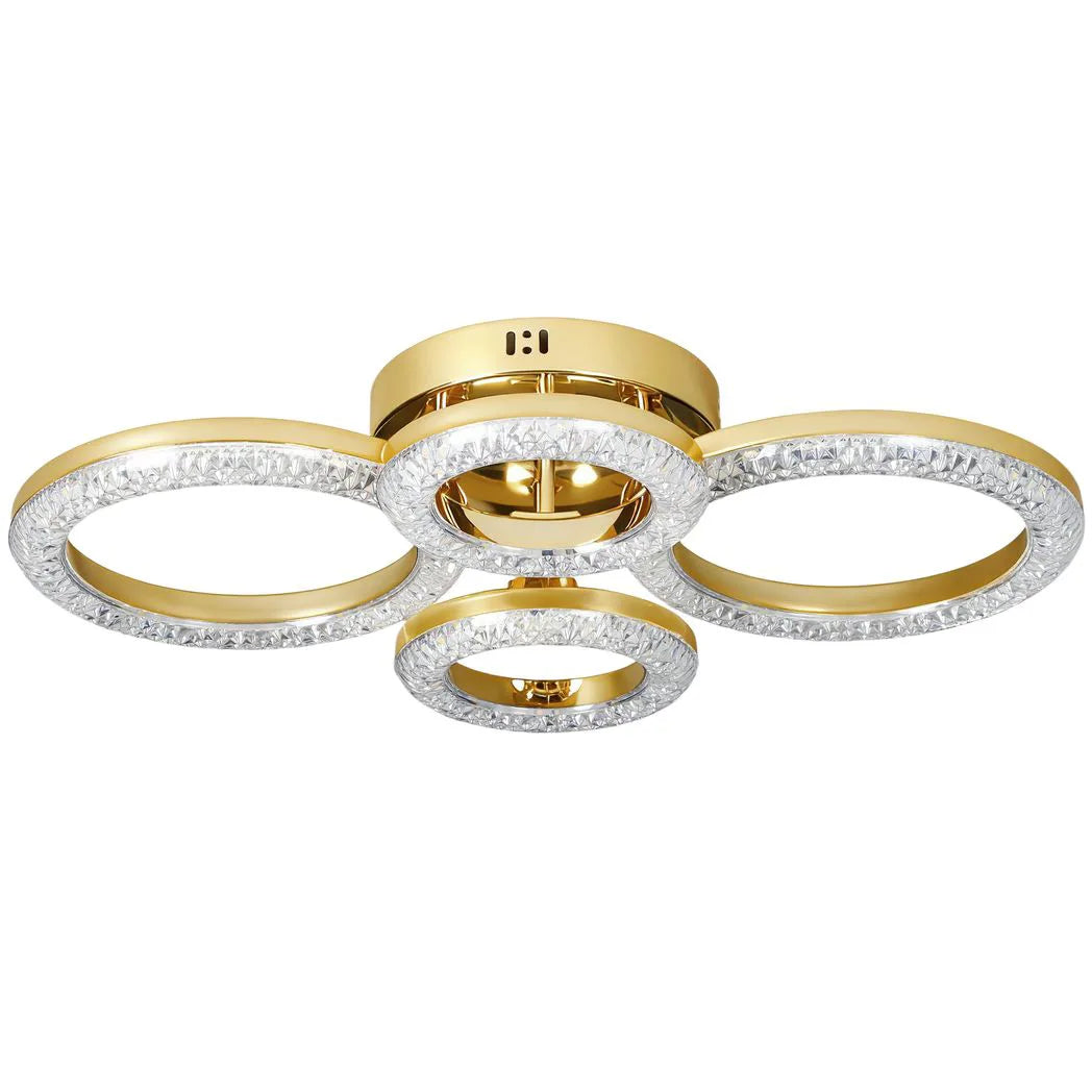 HOMCOM 4-Ring LED Ceiling Light, Flush Mount Ceiling Light with 3 Colour Temperatures, Gold Tone
