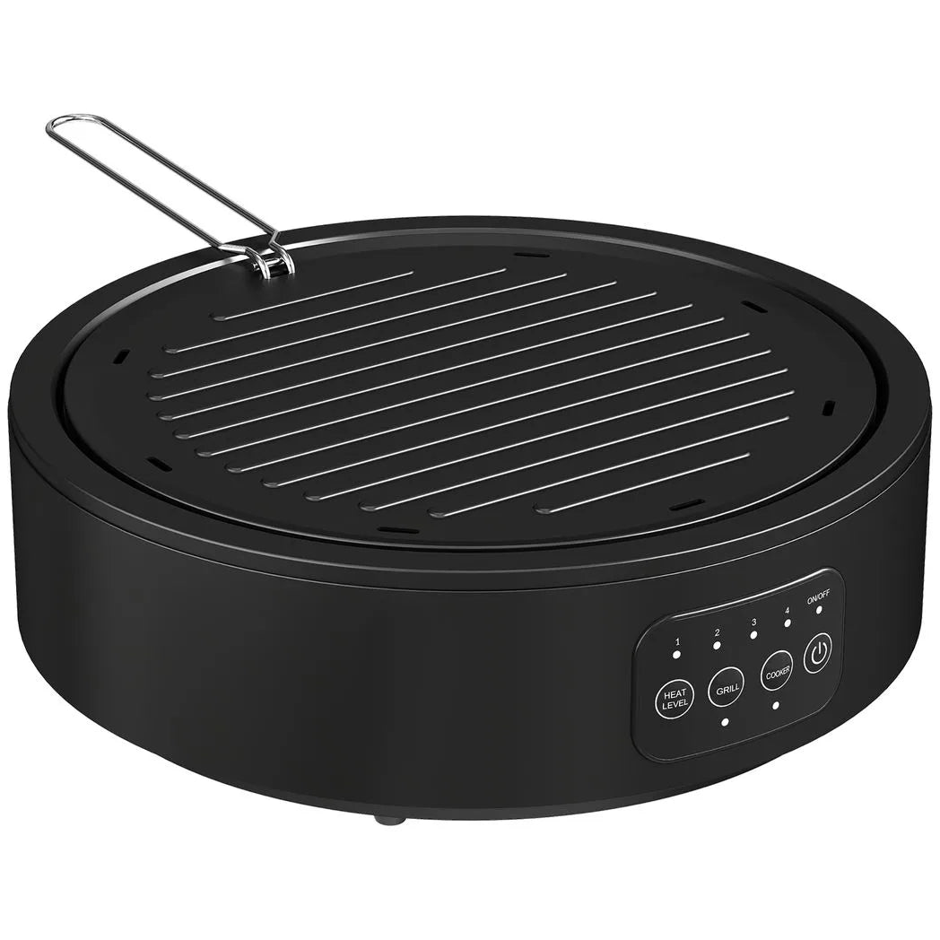 HOMCOM Electric Ceramic Hob with Grill Plate, Multifunctional 36cm Plug in Electric Hob with 4 Heat Levels for All Type Pot