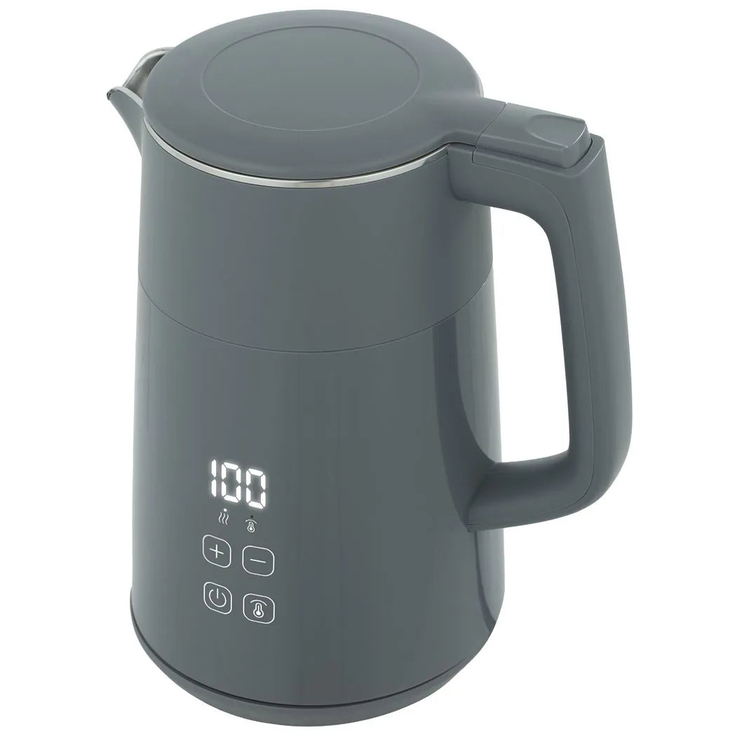 HOMCOM Electric Kettle, 1.7L Fast Boil 3kW Water Kettle with UK Strix Thermostat, LED Display, Keep Warm Function, Grey