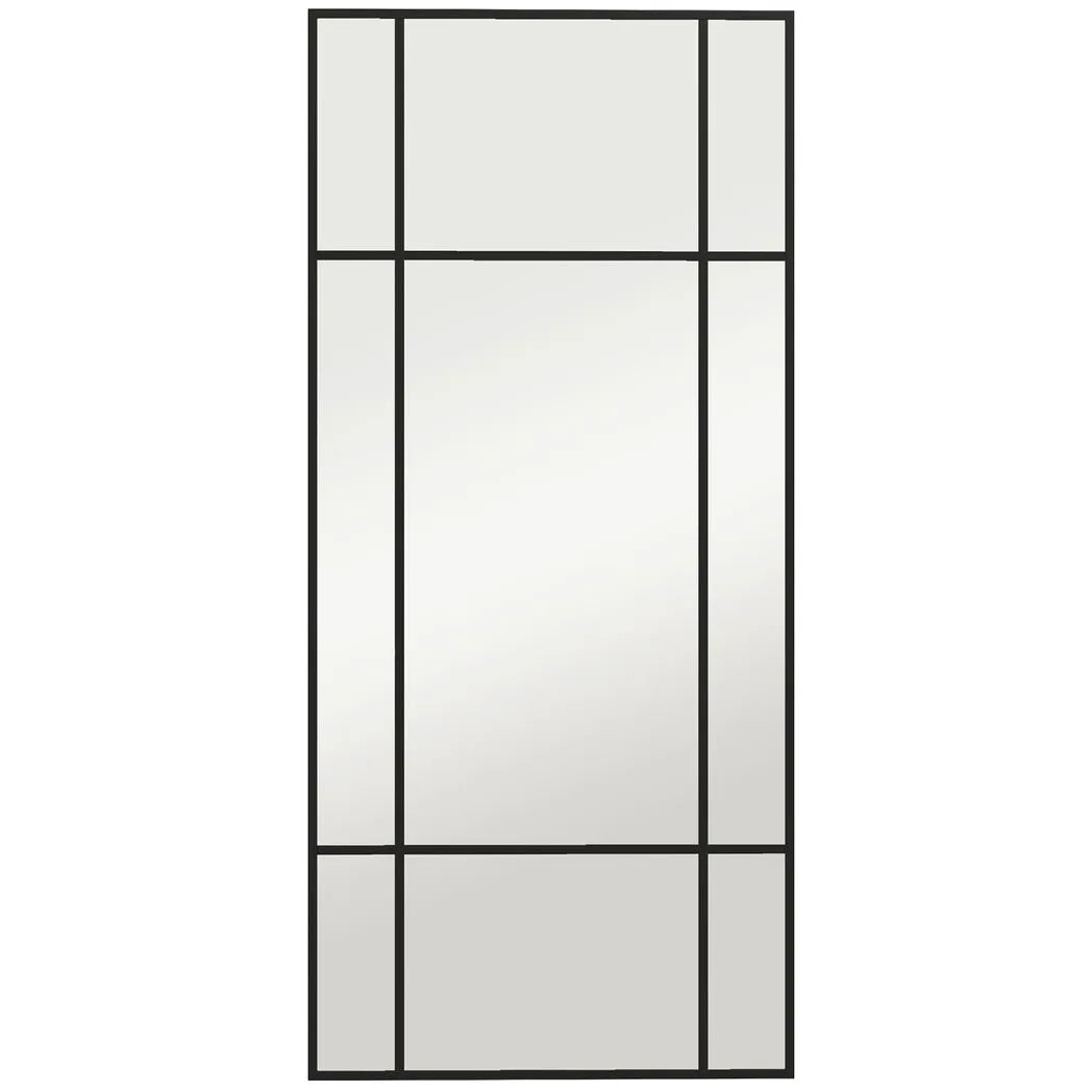 HOMCOM Decorative Grid Wall Mirror, with Back Hooks - Black
