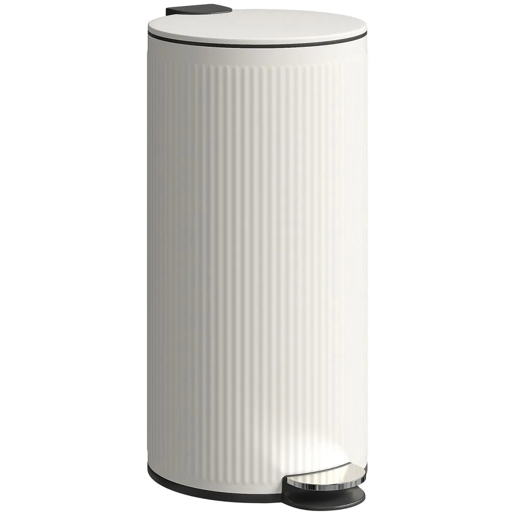 HOMCOM Kitchen Bin, 30 Litre Pedal Rubbish Bin with Removable Bucket, Cream