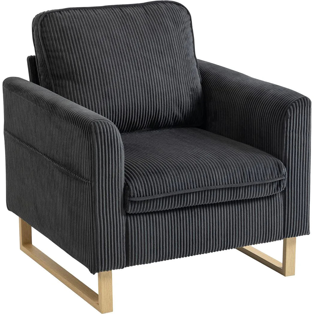 HOMCOM Accent Chair with Pocket Spring, Modern Industrial Armchair with Metal Legs for Livingroom Dark Grey