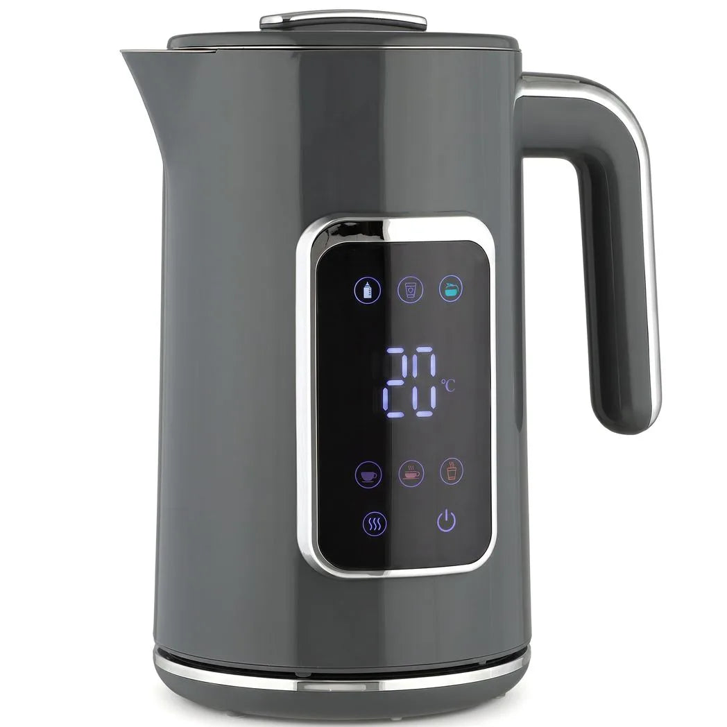 HOMCOM Electric Kettle, 1.7L Fast Boil 3000W Water Kettle with LED Display, Adjustable Temperature, Keep Warm Function, Grey