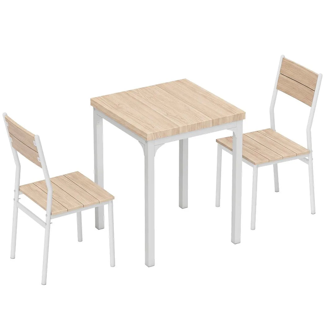 HOMCOM Three-Piece Minimal and Compact Dining Set, Oak Wood Effect