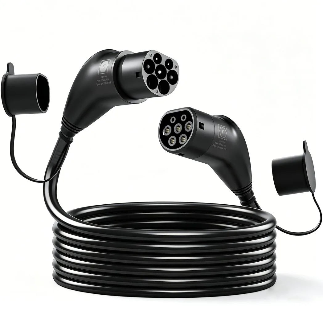 HOMCOM Type 2 EV Charging Cable, 7kW, 32A, Mode 3, 1-Phase, 10m Type 2 to Type 2 EV Extension Cable for EVs, PHEVs
