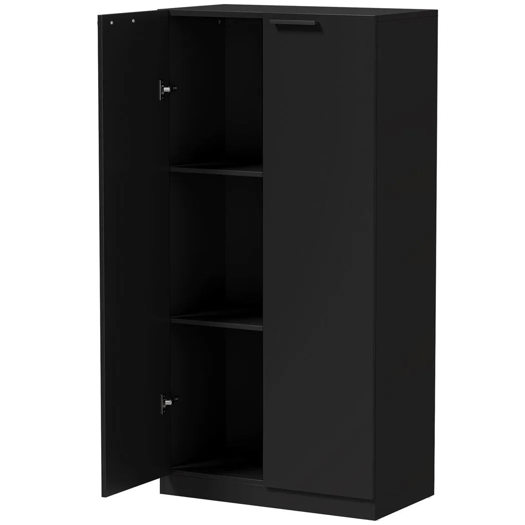 HOMCOM 120 cm Tall Storage Cabinet Cupboard, 3-Tier File Organiser Wooden Filing Cabinet, Black