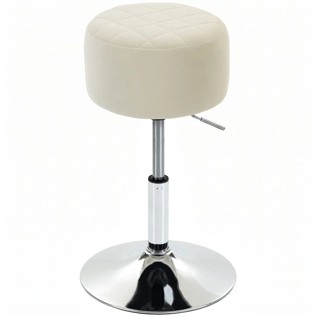 HOMCOM Bar Stool Adjustable Swivel Chair Velvet-Feel Seat 1 Piece, Beige