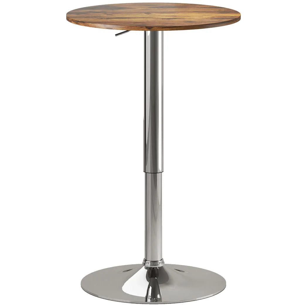 HOMCOM Round Bar Table, 360 Degree Swivel Counter Pub Table with Adjustable Height, for Kitchen, Cafe, Rustic Brown