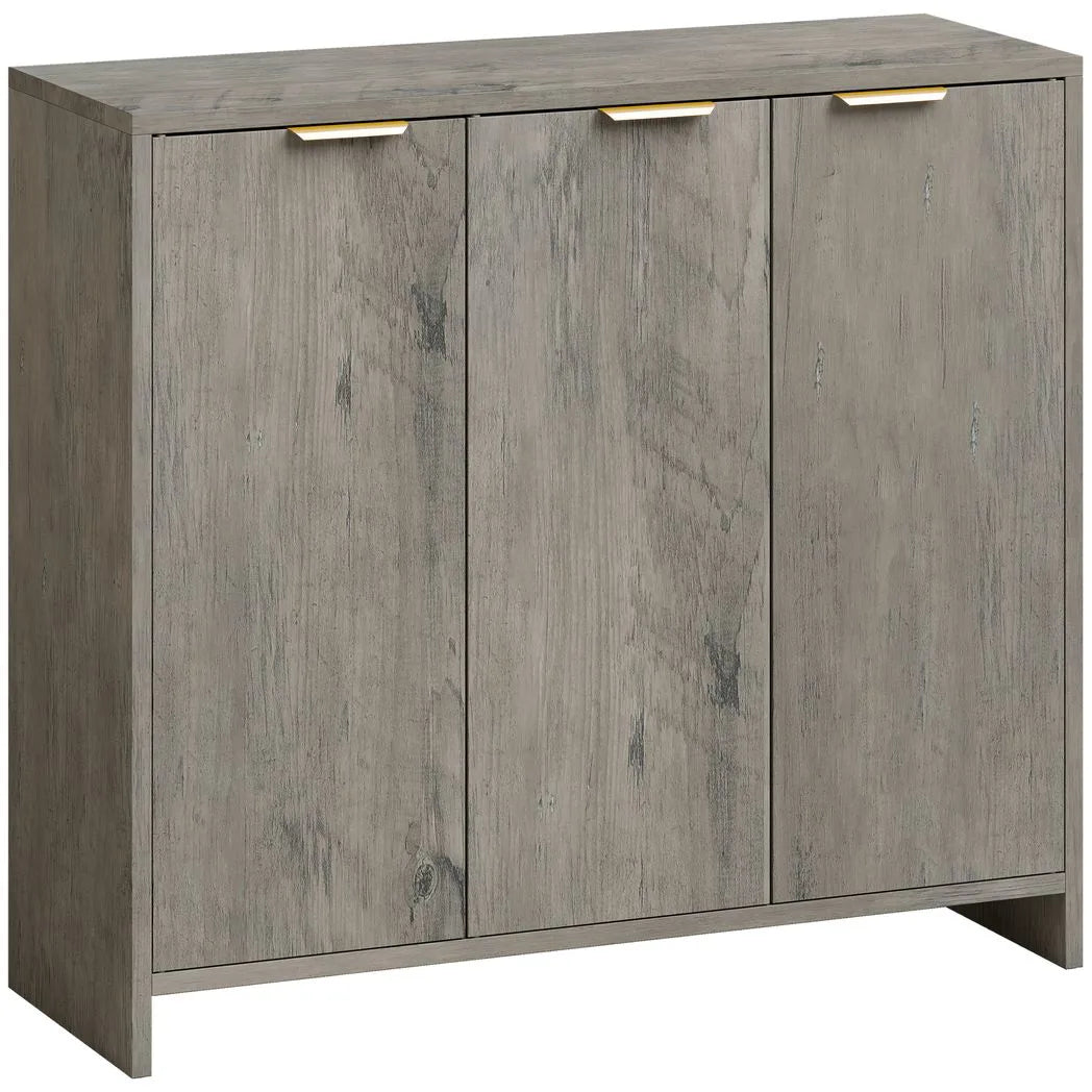 HOMCOM Sideboard Cabinet, Modern Storage Cabinet with 3 Doors and Adjustable Shelves for Living Room, Dining Room, Grey