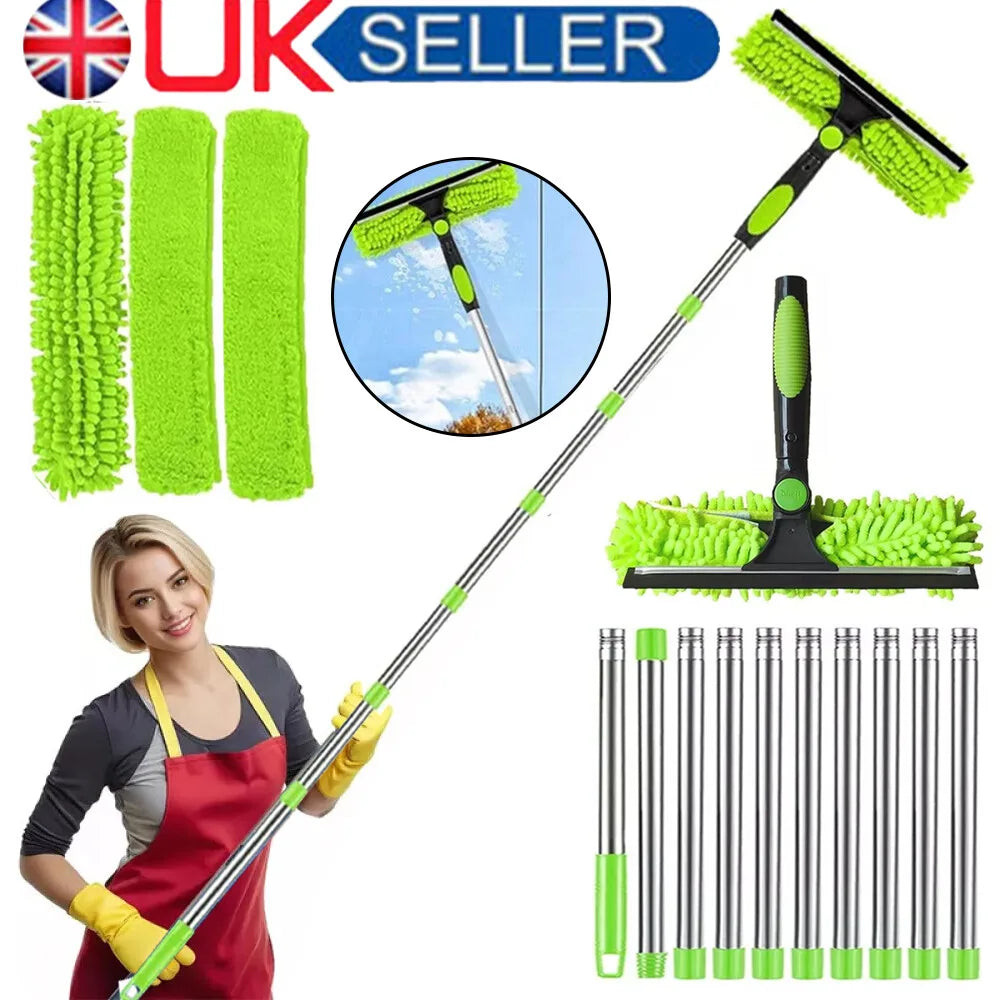 4.5M Telescopic Extendable Window Cleaner Equipment Glass Cleaning Squeegee green