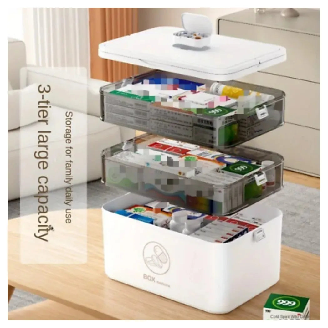 3-Layer Medicine Cabinet Family Storage Dustproof Large Capacity Case Organizer