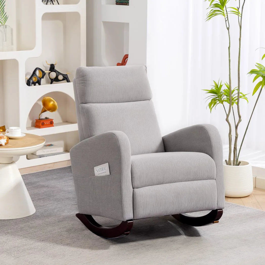 HOMCOM Corduroy Rocking Armchair - Grey