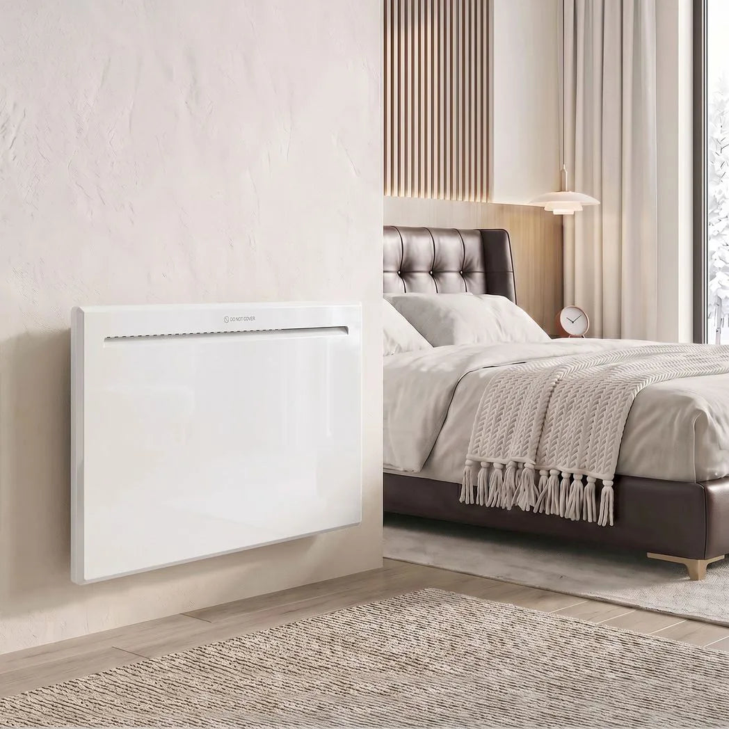 HOMCOM Smart Panel Heater Wall Mounted/Freestanding, Electric Heater with Weekly Timer, Open Window & Anti-Frost, 1000W, White
