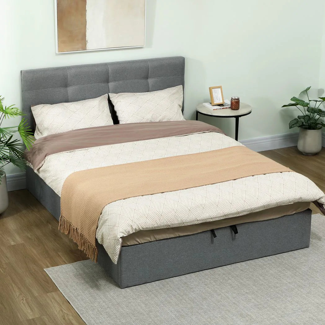 HOMCOM 5ft King Ottoman Bed with Gas Lift Storage - Grey