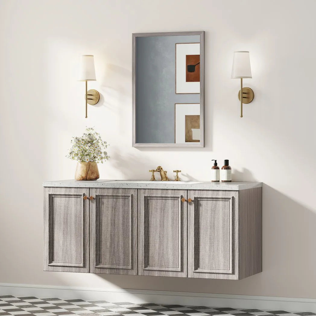 HOMCOM Wall Bathroom Mirror, 40 x 60 cm Wall-Mounted Mirror for Living Room, Bedroom, Hallway, Grey