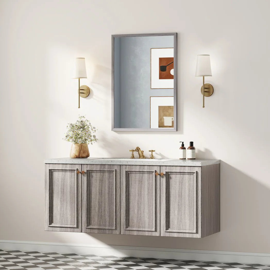 HOMCOM Wall Bathroom Mirror, 50 x 70 cm Wall-Mounted Mirror for Living Room, Bedroom, Hallway, Grey