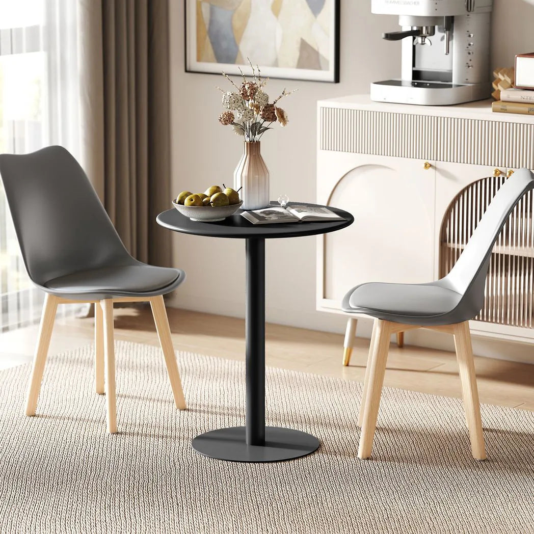 HOMCOM Dining Table, Round Kitchen Table with Steel Base for Living Room, Dining Room, 60 x 60 x 72cm, Black