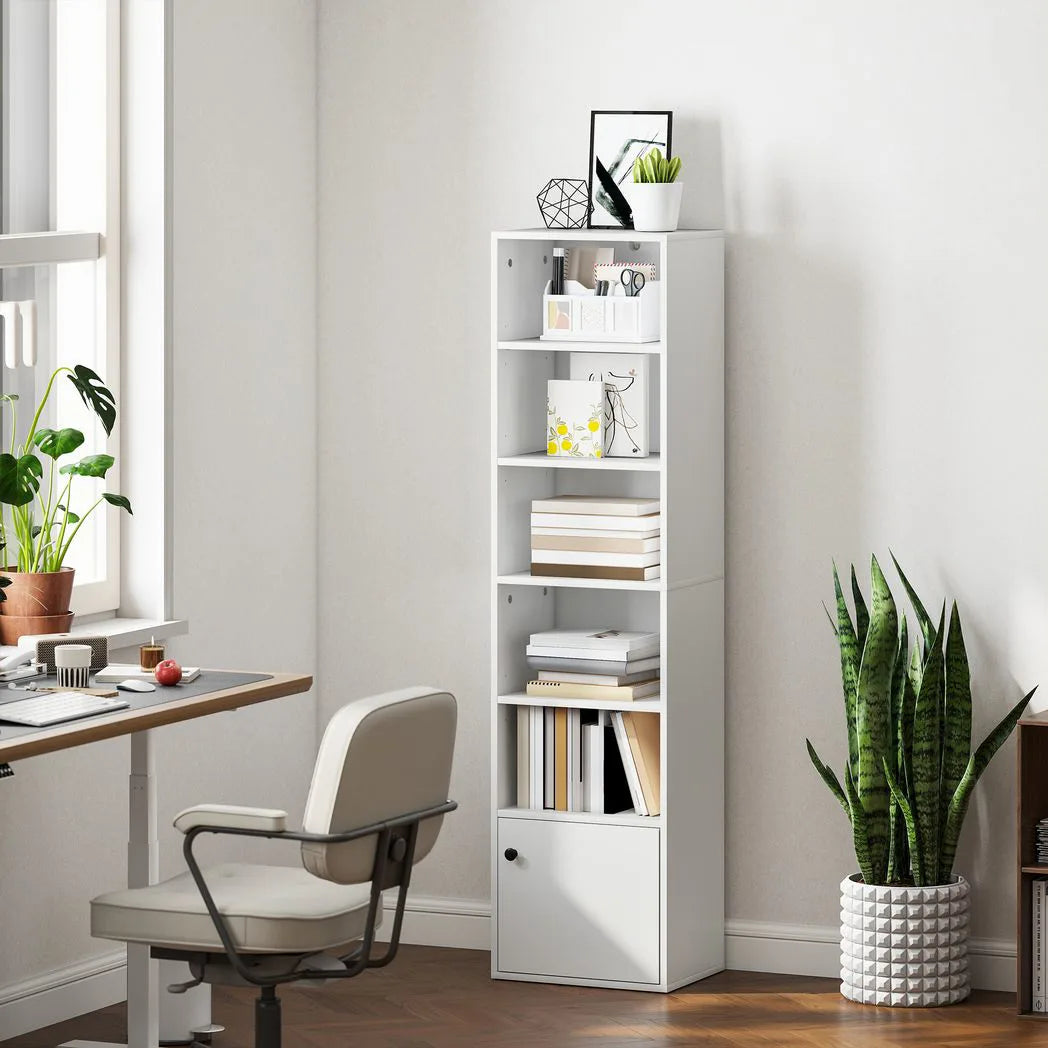 HOMCOM 6-Tier 156 cm Tall Bookcase - White