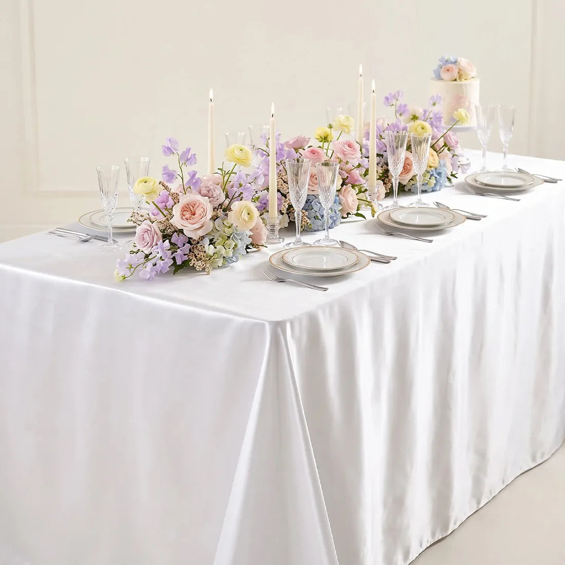 Tablecloth Table Cover Cloth Rectangular Tablecloth Rectangle Wedding Tablecloth-White