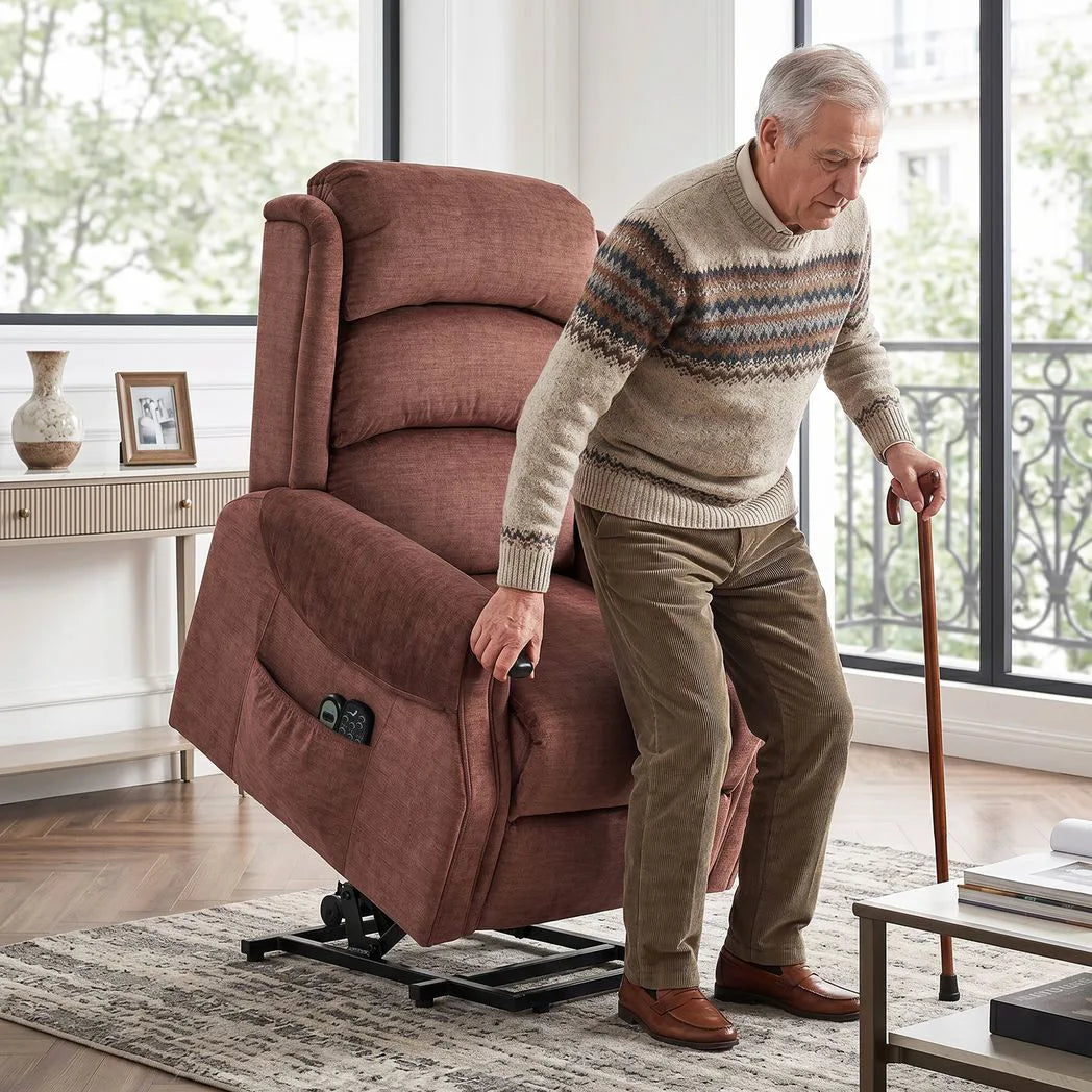 HOMCOM Power Lift Recliner with Vibration Massage and Heat, Lift Chair for Tall with Wood Grip, Pocket Spring, Brown