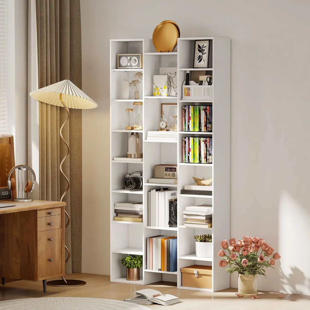 HOMCOM 21-Compartment Bookshelf - White