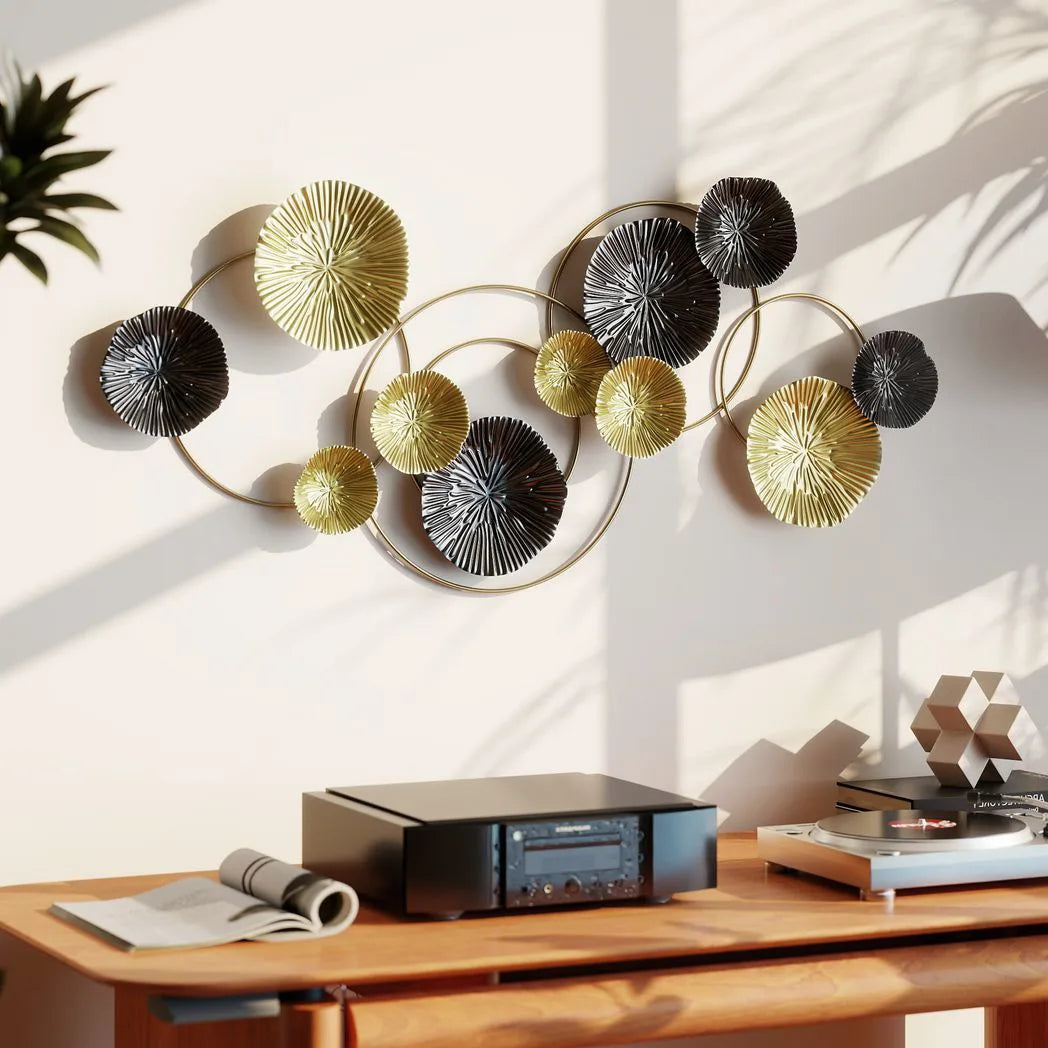 HOMCOM Metal Wall Art, Modern Hanging Wall Decor with Multi-Disc Design for Living Room