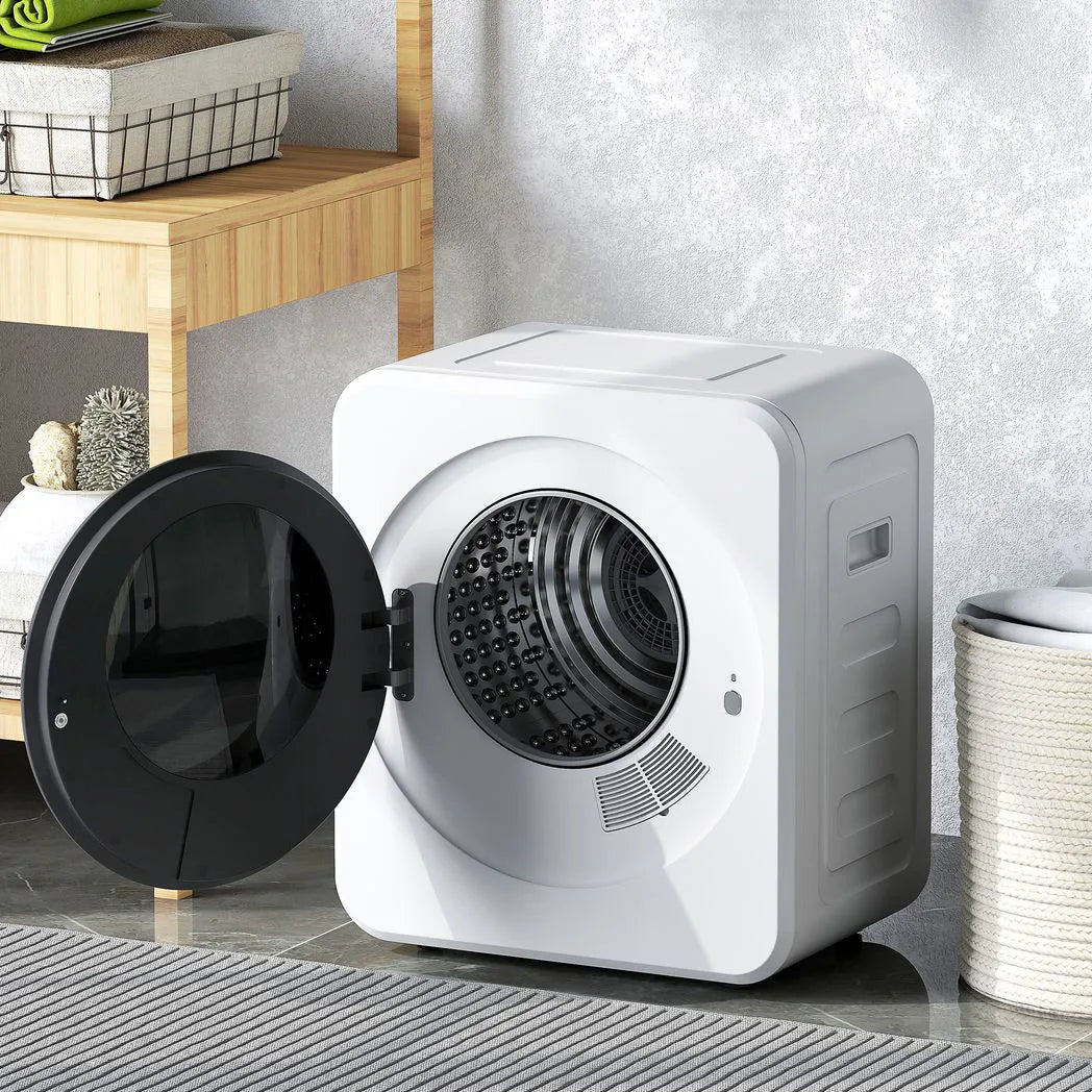 HOMCOM Vented Tumble Dryer, 4 kg Front Tumble Dryer with Stainless Steel Tub, 800W Compact Freestanding, White