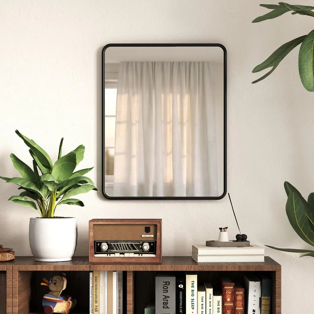HOMCOM Rectangular Wall Mirror with HD Glass - Black