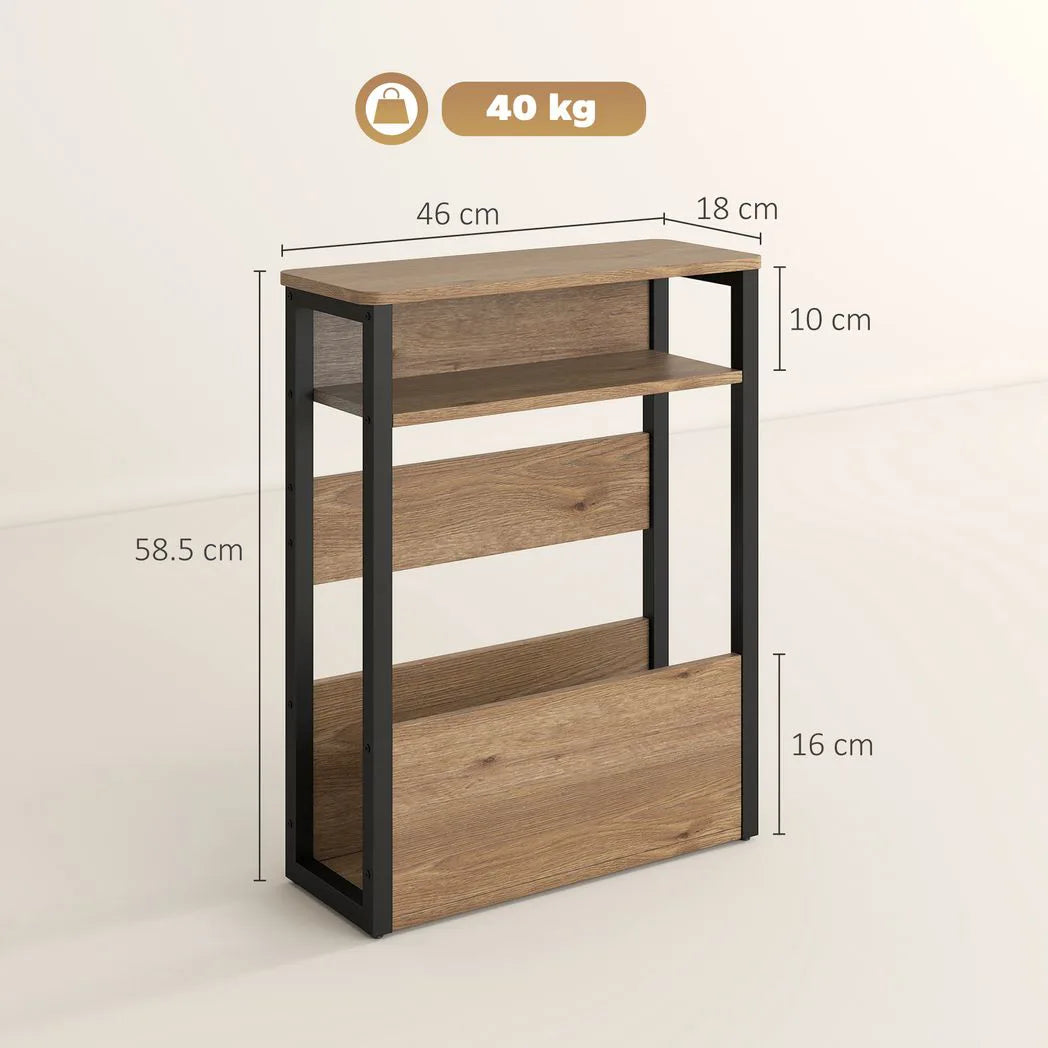 HOMCOM Industrial-Style Side Table - Black/Walnut Brown