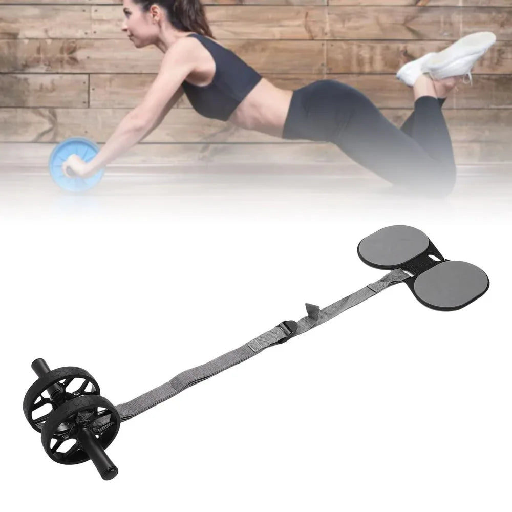 Abdominal Wheel Roller With Automatic Rebound Pull Strap Knee Pad Men Women Dual