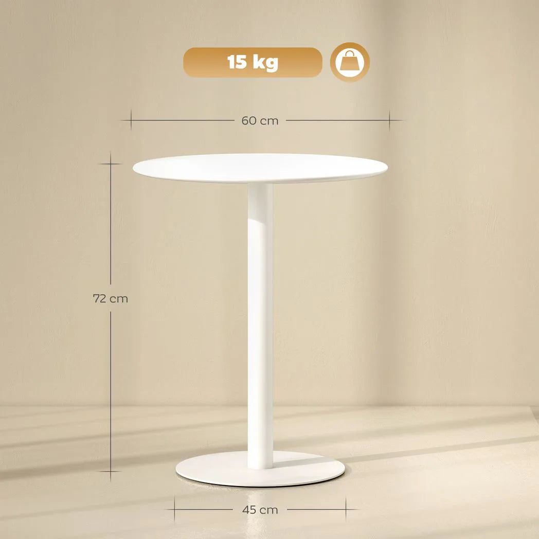 HOMCOM Dining Table, Round Kitchen Table with Steel Base for Living Room, Dining Room, 60 x 60 x 72cm, White