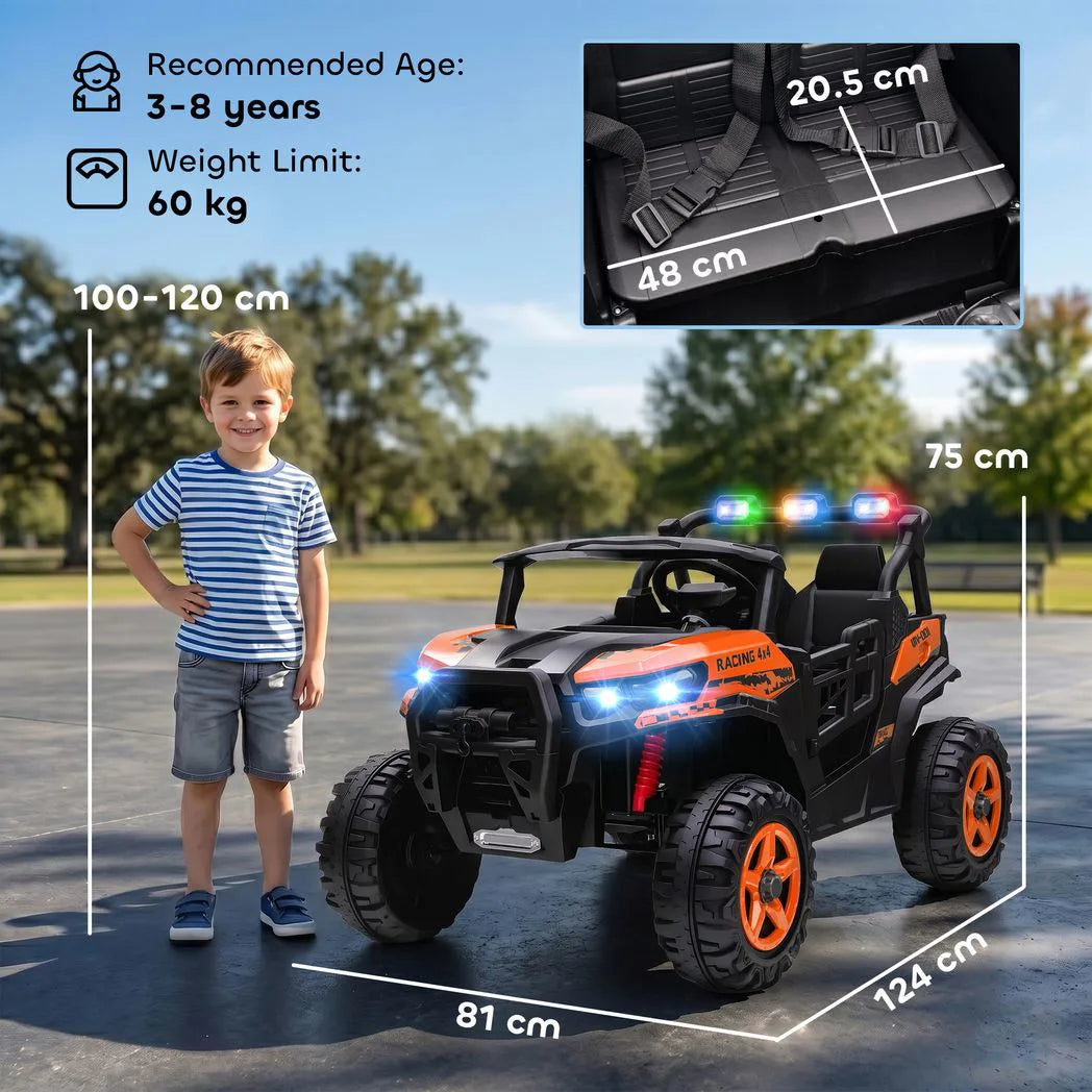 AIYAPLAY 24V Electric Ride on Car, 2-Seater Electric Car for Kids with Remote, Bluetooth, Soft Start, Suspension Spring, Orange