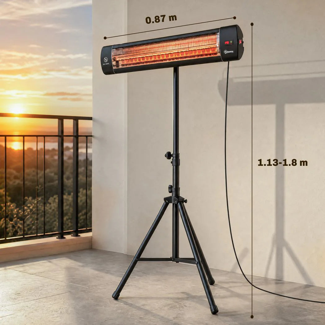 Outsunny 2500 W Electric Infrared Patio Heater, IP65 Outdoor Garden Heater with Tripod, 3 Heat Settings, 24H Timer, Black