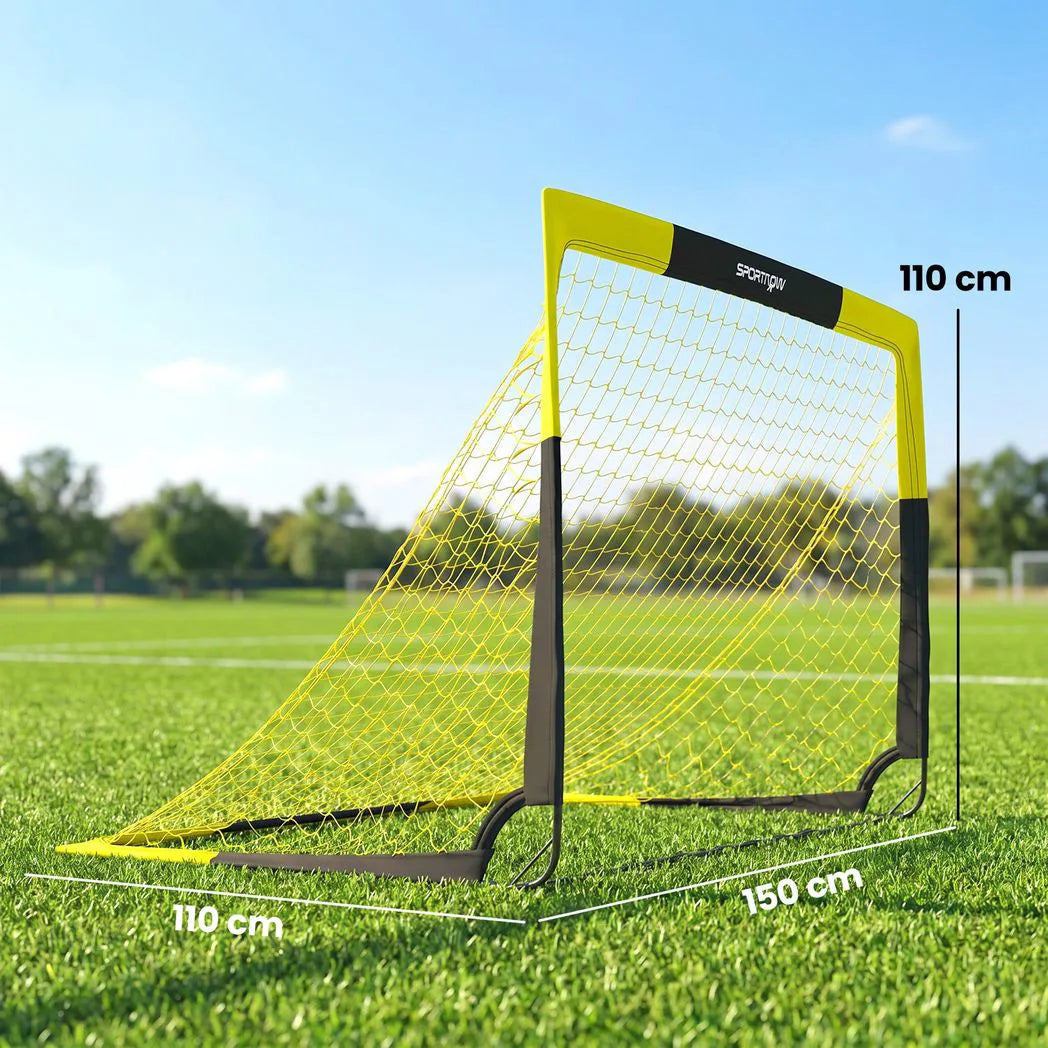 SPORTNOW Pop Up Football Goal, Portable Folding Football Net with Carry Bag, 4 U-Shaped Ground Stakes, Fibreglass Pole