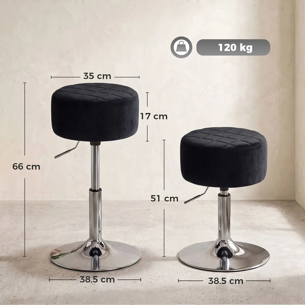 HOMCOM Bar Stool Adjustable Swivel Chair Velvet-Feel Seat 1 Piece, Black