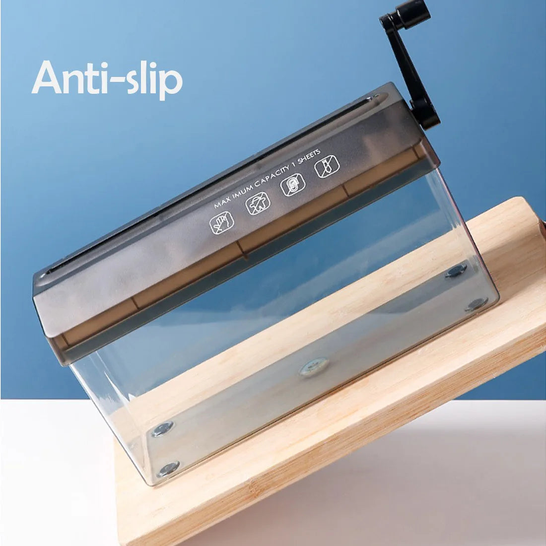 NEW Hand Manual Desktop Office A4 Paper Shredder Strip Cut Shredding w/ Wastebasket UK
