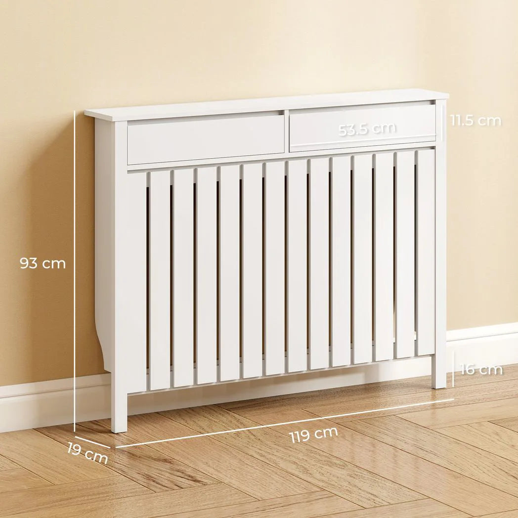 HOMCOM 93 x 119cm Rustic-Look Radiator Cover - White