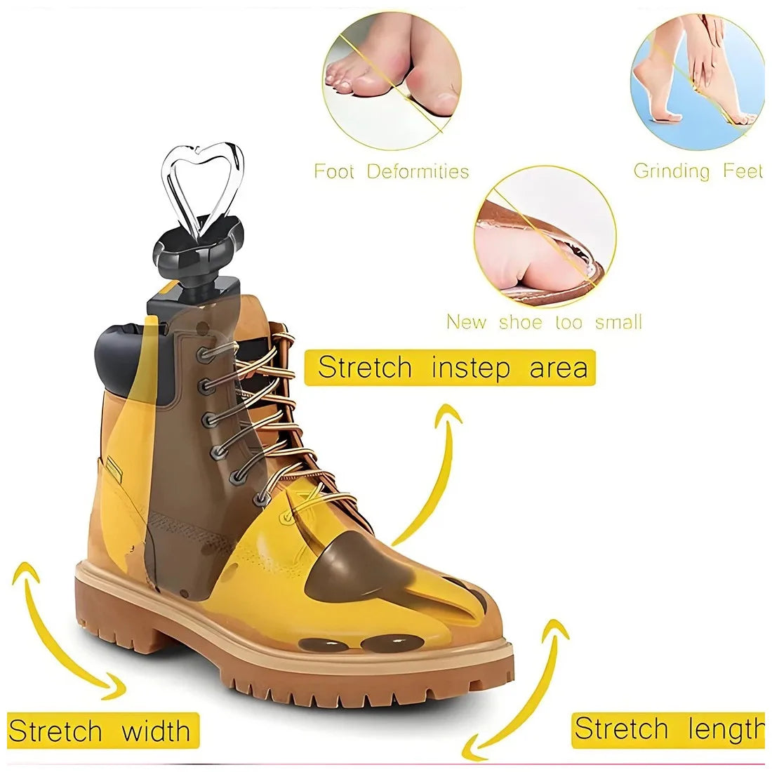 Boot Shoe Stretcher for Men, Shoe Tree Expander Women Stretch Width, Adjustable-yellow