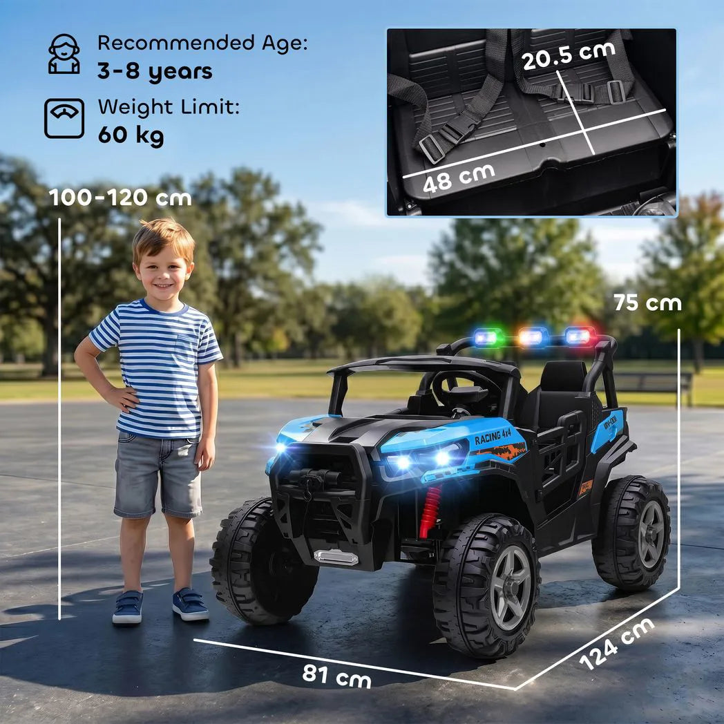 AIYAPLAY 24V Electric Ride on Car, 2-Seater Electric Car for Kids with Remote, Bluetooth, Soft Start, Suspension Spring, Blue