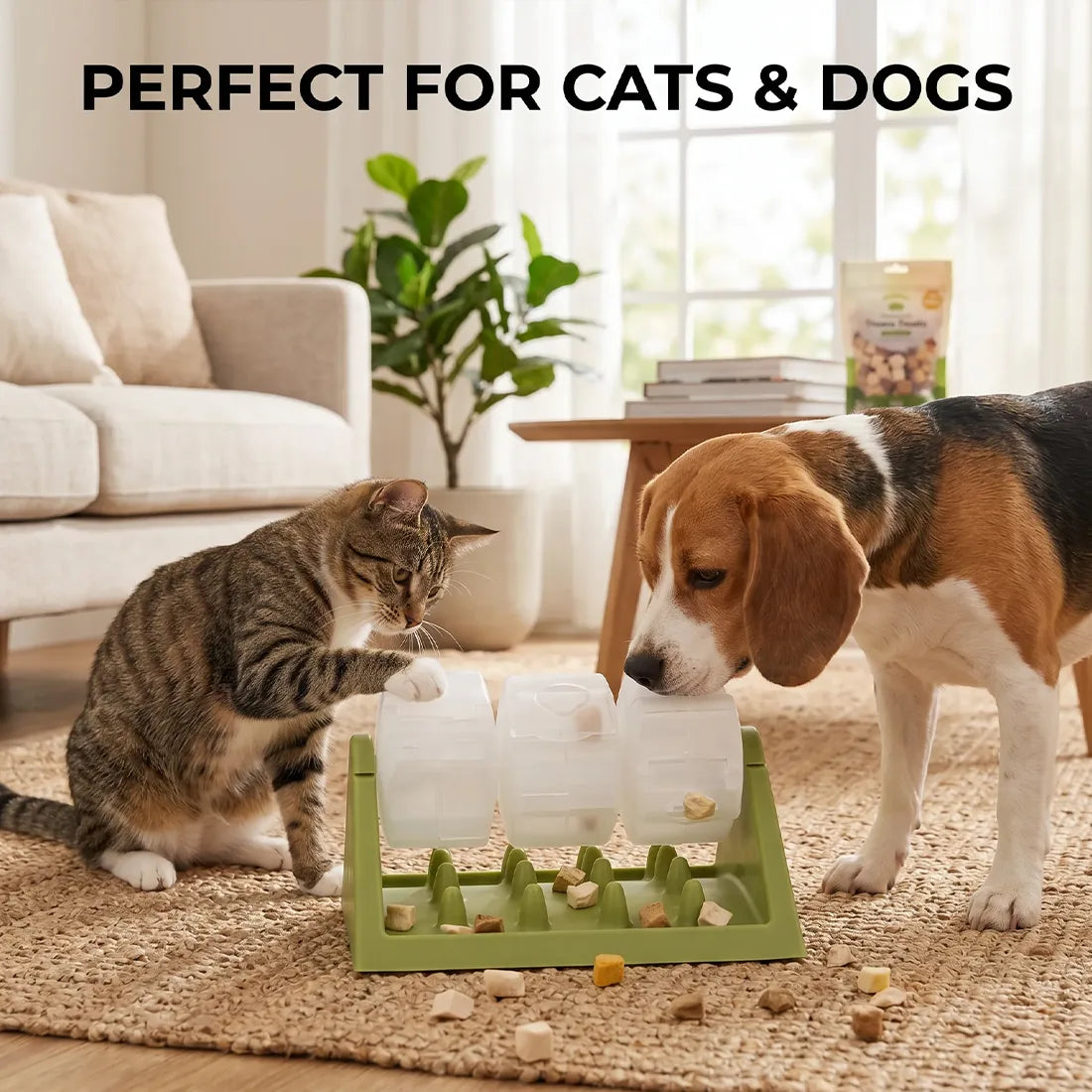 360° Rotating Puzzle Dog Bowl Slow Feeder Anti Bloat Gulp Interactive Feed Dish-green