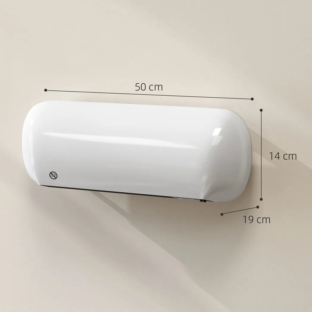 HOMCOM 2000W Ceramic Electric Heater with Fan, Adjustable Thermostat, Wall Mounted - White