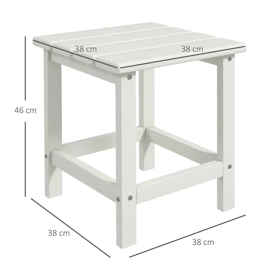 Outsunny Square Coffee Table, HDPE Tabletop and Frame for Porch, Garden, Side Table, 38 x 38 x 46 cm, White