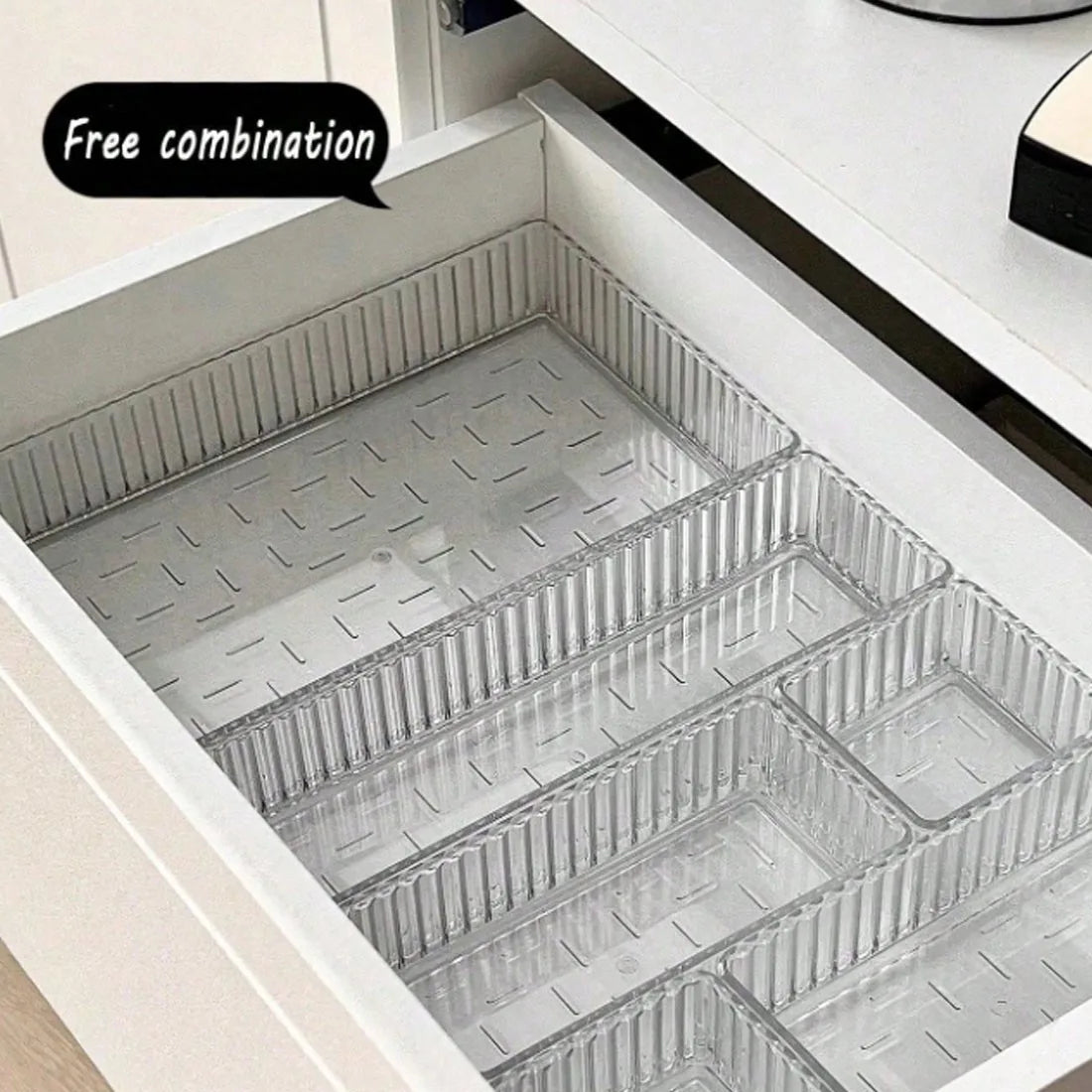 11pcs Drawer Organiser Set Clear Makeup Trays Plastic Desk Drawer Dividers Boxes