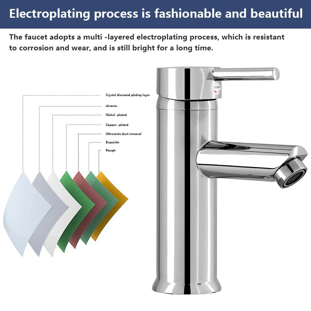 Cisivis Cloakroom Modern Bathroom Basin Sink Mono Chrome Mixer Tap Waste New