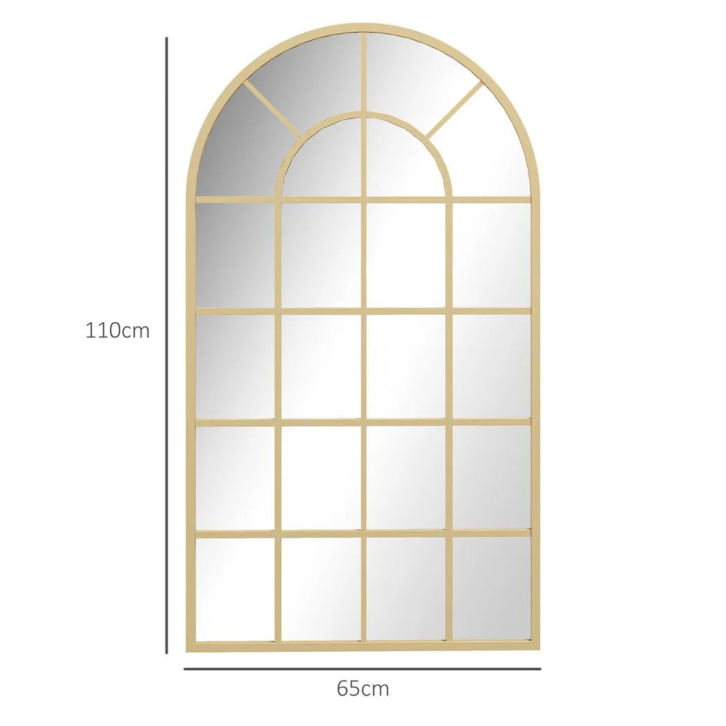 HOMCOM 110 x 65 cm Arched Decorative Wall Mirror for Bedroom Living Room, Modern Window Bathroom Mirror for Home Decor